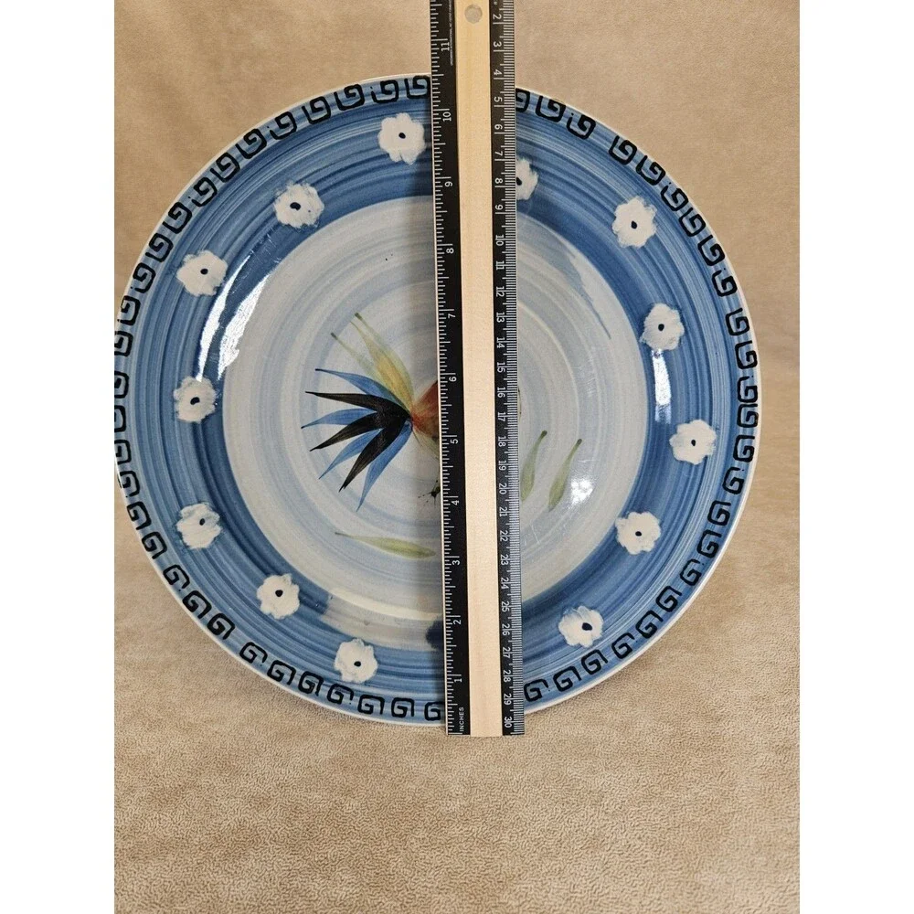 Royal Norfolk Blue Band White Dots Rooster Center Dinner Plate